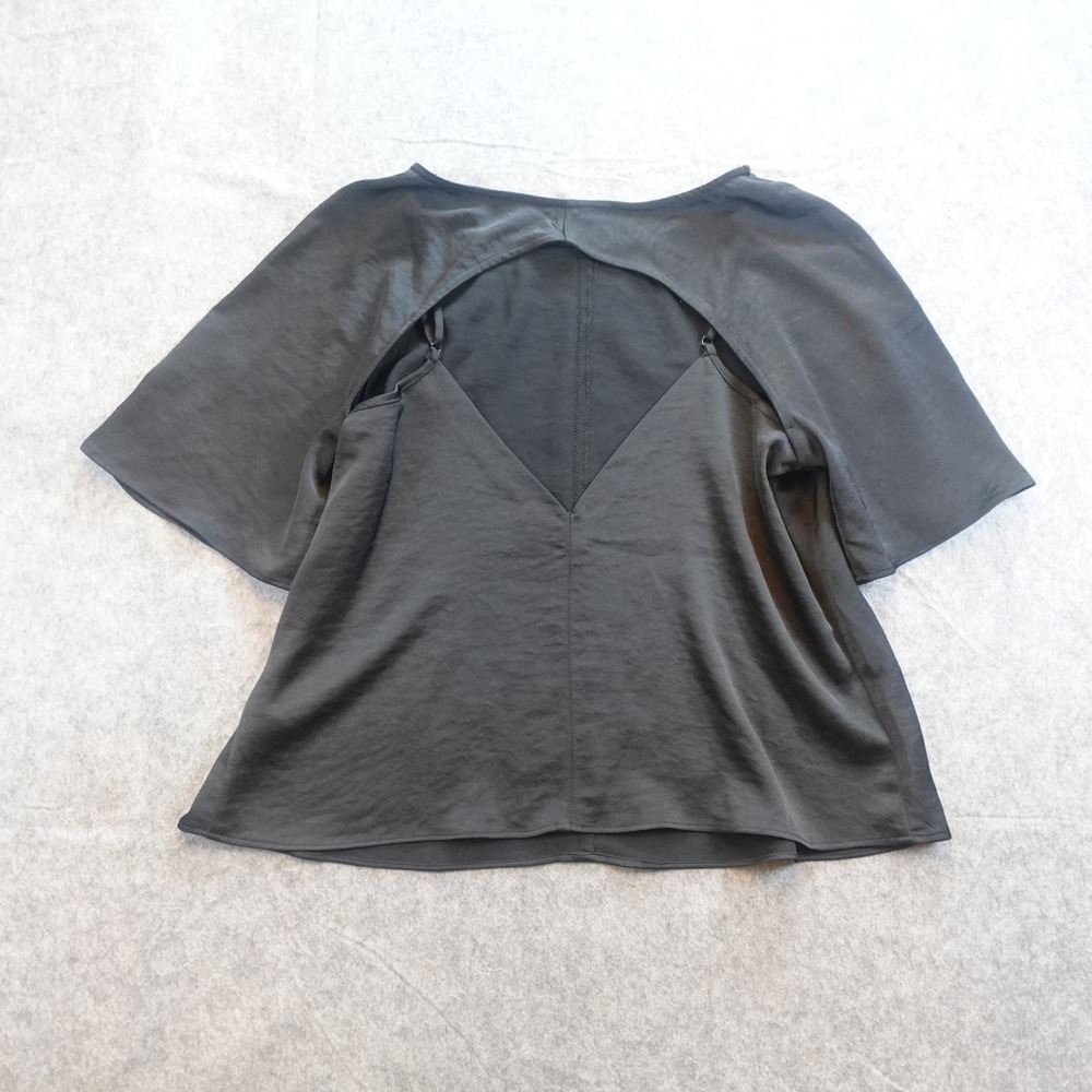 Daily Practice Top Women Medium Black Open Back Short Sleeve Anthropologie